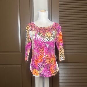 CACHE | Floral & Animal Print Blouse